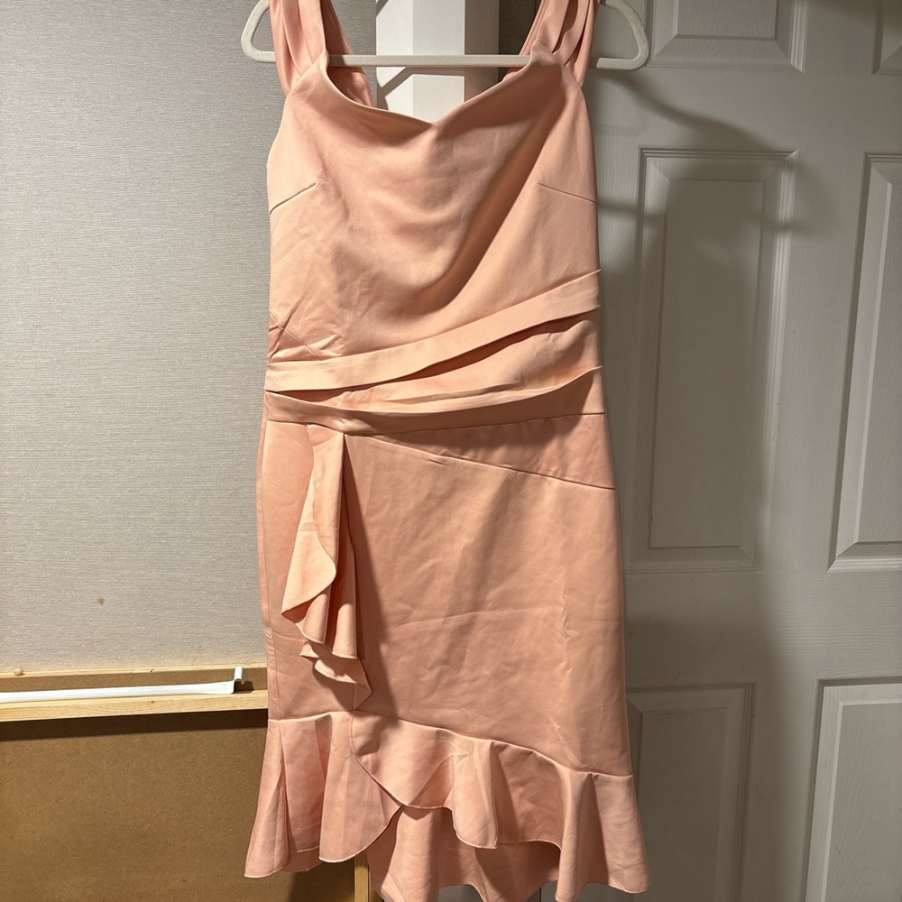 VENUS Peach Asymmetrical Ruffle Dress